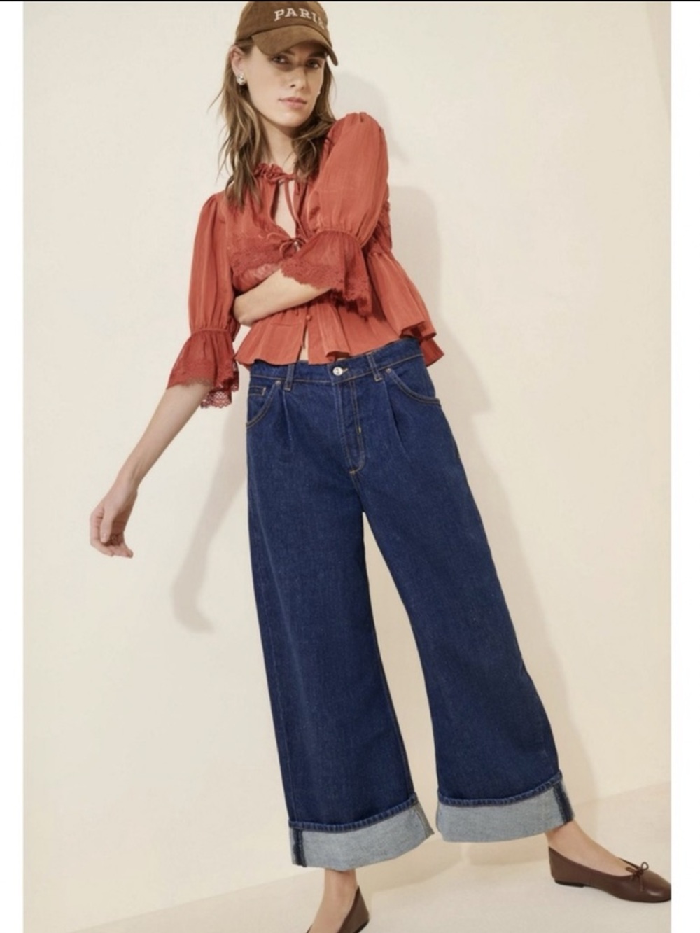 NWT Free People x We The Free Alia Cuffed High-Waist Wide-Leg Jean